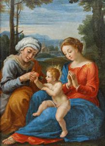 17th-century Central Italian School, Madonna and Child with Saint Anne